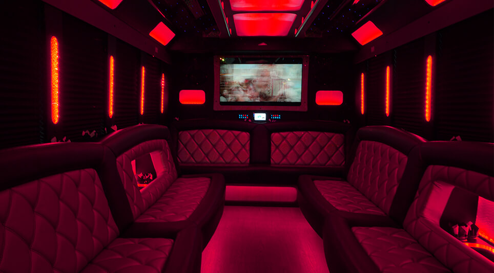 Des Moines party bus interior